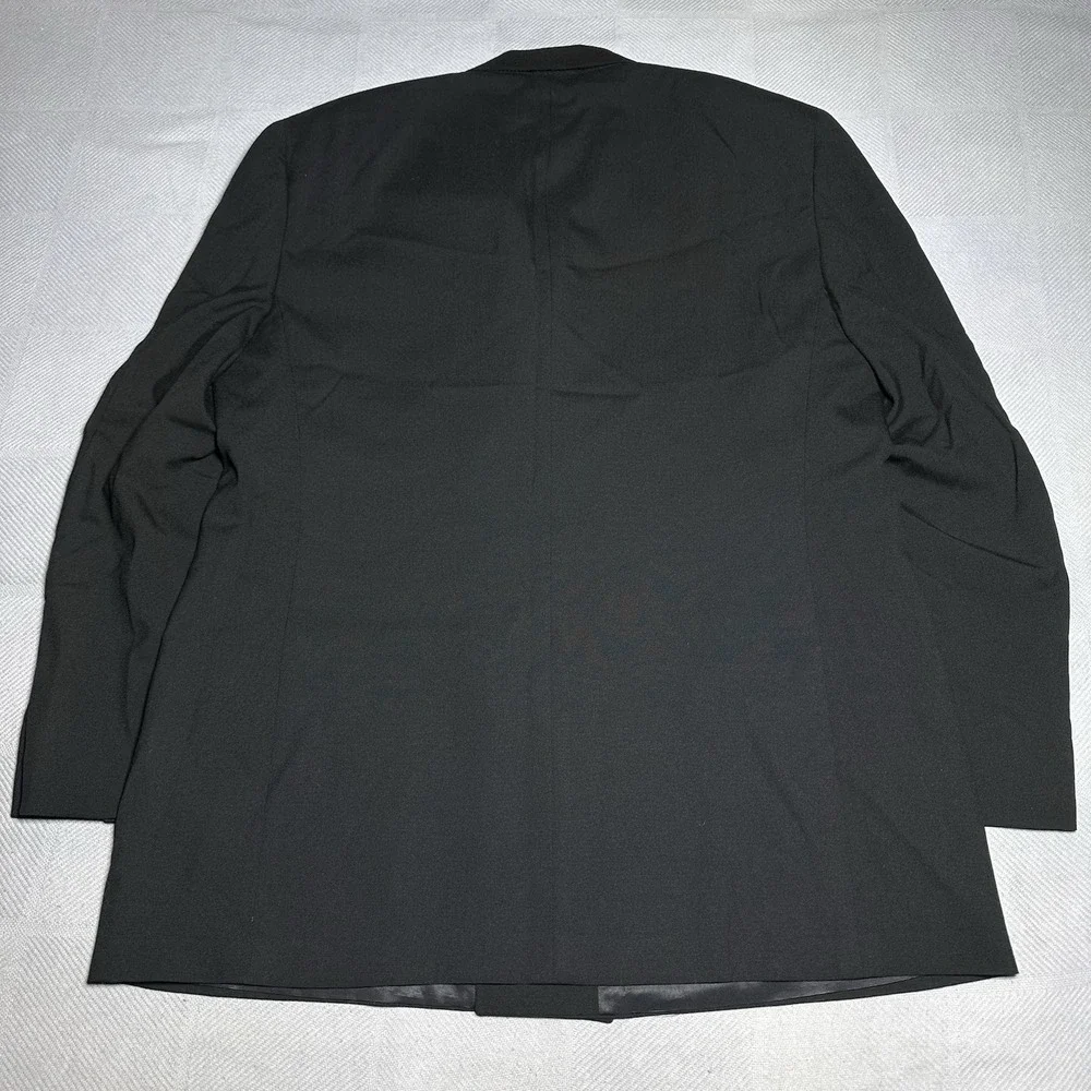 Vintage Austin Reed Blazer Mens 46L Gold Button Double Breasted Black‎ Wool
